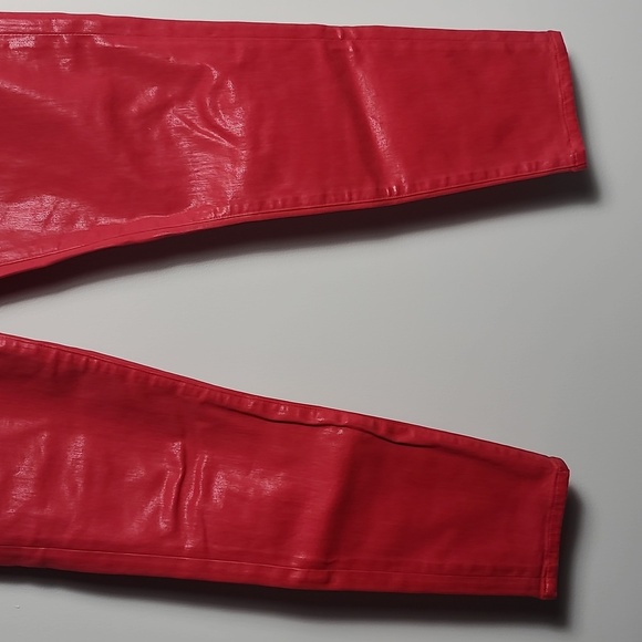 AGOLDE Wax Coated Leatherette Red Sophie High Rise Skinny Jeans Size 28 - Picture 5 of 15